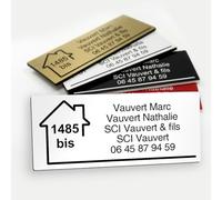 MYGOODPRICE - Placa grabada personalizada autoadhesiva para nombre y número de buzón, 1 a 5 líneas, formato 12x5 cm - Blanco con escritura negra