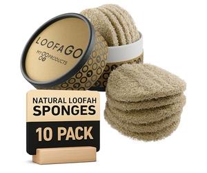 myGOproducts LoofaGO - Esponja de limpieza multiusos de lufa natural para cocina, ducha, baño y más (paquete de 10)