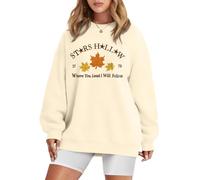 MYHALF Stars Hollow Gilmore - Sudadera Ligera de Manga Larga para Mujer, diseño de Hojas, Albaricoque, XXL