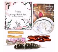 MyHappyGoods Juego de incienso - Paquete de incienso con Palo Santo, salvia blanca con lavanda y un elegante cuenco de incienso hecho de concha de nácar, una hermosa alternativa a la concha de abulón