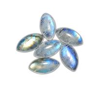 Myhealingworld Piedra lunar arcoíris natural de 7 x 14 mm, forma de marquesa, color azul fuego, calidad AAA, cabujón calibrado, piedra preciosa suelta para hacer joyas, caja de 6 unidades.