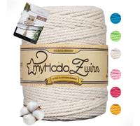 myHodo Hilo Macramé Premium Natural - Algodón Certificado Oeko-Tex - Embalaje Sin Plástico - Ideal para Soportes para Plantas - Bricolaje y Decoración Bohemia del Hogar, Cuerda Macrame (3mm x 135m)