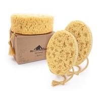 myHomeBody Esponja de baño, esponja de espuma, exfoliante corporal para baño, puf de ducha exfoliante para ducha, tamaño grande, mucha espuma, ovalada, paquete de 3