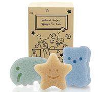 myHomeBody Esponja de Konjac para Baño, Esponja Natural de Fibra Vegetal, Shower & Bath Limpieza Corporal, Accesorio Body Wash, Loofah, juego de 3 piezas. Set: Elefante, Oso y Estrella