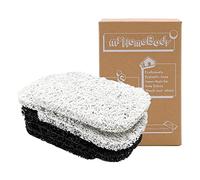 myHomeBody Jabonera, Almohadillas para Jaboneras, Tejido Multidireccional, Jabonera con Drenaje Eficiente para la Ducha, Juego de 6 Piezas - 3 Negro, 3 Blanco