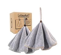 myHomeBody Toallas de Mano para Cocina - Toallas de Mano Suaves y absorbentes de Fibra de bambú, Toallas de Cocina con Lazo para Colgar, Set of 2 Grey Towels
