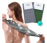 myHomeBody ToallitaExfoliante Extra Larga | Exfoliante Corporal Toallaexfoliante, toallajaponesa | 3D Textura Graphite Grey and Forest Green Checks, juego de 2 con cepillo facial extra