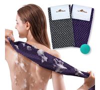 myHomeBody ToallitaExfoliante Extra Larga | Exfoliante CorporalToallaexfoliante, toallajaponesa |3D Textura Obsidian and Raisin Dots, juego de 2 con cepillo facial extra