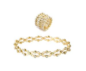 MYhose Anillos de Moda 2 en 1 Pulsera de Anillo retráctil mágica Joyería de Anillo Plegable con Giro Estirable C