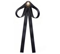 MYhose Corbata para el Cuello Cinta de Perlas Broche Pajarita Vintage Collar pre-Atado Joyas Corbata con Lazo Negro A