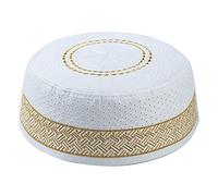 MYhose Hombres Musulmanes oración Kufi Sombrero Vintage Bordado islámico árabe Sombrero Gorro musulmán Sombrero Amarillo tamaño 59