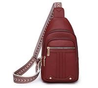 Myhozee Bolso cruzado para mujer, bolso cruzado de piel sintética para mujer, bolso de hombro pequeño para deportes al aire libre, senderismo, ciclismo, montañismo, viajes, F201-burdeos, moderno