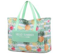 Myhozee Borsa Mare Grande xxl Famiglia, Donna Spiaggia, impermeabile, per piscina, gite in spiaggia, picnic, viaggi, foglia verde