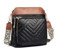 Myhozee Umhängetasche Damen Mittelgroß Handtasche Damen Mittelgroß mit 6 Kartenfächer Crossbody Bag Damen Schultertasche mit RFID-Blockierung für Arbeit Reisen Alltag, K176-negro-marrón