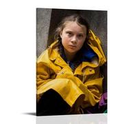 MYHRDF Greta Thunberg, arte de pared para sala de estar, impermeable, multifuncional, lona para el hogar, oficina, resistente a los rayos UV, sin marco, estilo 60 x 90 cm