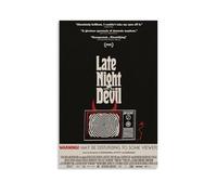 MYHRDF Lienzo decorativo para pared con texto en inglés "Late Night with The Devil", impermeable, multifuncional, resistente a los rayos UV, sin marco, estilo 50 x 75 cm