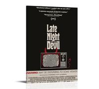 MYHRDF Lienzo decorativo para pared con texto "Late Night with The DevilLiving", impermeable, multifuncional, resistente a los rayos UV, sin marco, estilo 60 x 90 cm