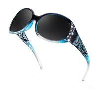 Myiaur Gafas de sol polarizadas para mujer, marco envolvente, protección UV400, detalles brillantes, A01 Gradiente Marco Azul Lente Gris
