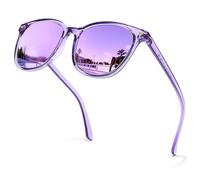 Myiaur Lentes de sol polarizados para mujer, lentes cuadrados, lentes de sol de espejo de gran tamaño con protección UVA UVB, A3 morado/morado transparente, Large