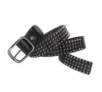 MYIESAXL Cinturón con Tachuelas de Cuero, Punta Cónica Y Remache Circular En Disposición, Cinturón Occidental Estilo Rock de Metal para Jeans（Black, 110cm/waist:36"~38"）
