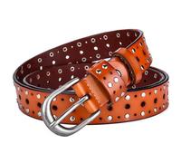 MYIESAXL Cinturones con Tachuelas Mujeres Hombres Dos Hileras de Plata con Tachuelas Chica Ladie Punk Rock Goth Cinturón de Cuero Genuino Para Jeans Y Pantalones, 2,8 Cm de Ancho