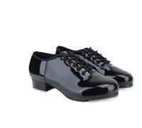 MYIESAXL Zapato de Claqué para Principiantes,Zapato de Claqué para Jóvenes,Zapatos de Claqué de Charol con Cordones Y Suela Completa Negra,Zapatos de Baile Transpirablespara Principiantes