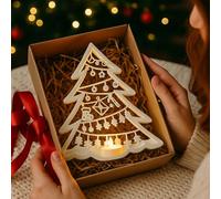 MyImagiNest Portavelas de árbol de Navidad blanco, decoración navideña para mesa y chimenea, moderno portavelas de té, impresión 3D de alta calidad, hecho a mano en la República Checa