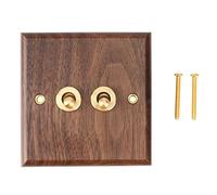 Myingaou Enchufe de Interruptor de Luz de Estilo Industrial Americano Retro, Placa de Interruptor de Palanca de LatóN de Madera Maciza, Interruptor de Estancia en Casa Antiguo (2)