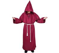 Myir JUN Disfraz Halloween Hombre Adulto, Disfraz Carnaval Disfraces Dedievales Tunica con Capucha Halloween Costume Traje Renacimiento medieval (Rojo, XL)