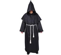 Myir JUN Disfraz Halloween Hombre Adulto, Disfraz Carnaval Disfraces Dedievales Tunica con Capucha Halloween Costume Traje Renacimiento medieval (Negro, L)