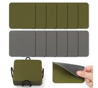 Myir JUN Posavasos Juego de 12 Posavasos 10cm Originales Cuadrados para Copas Posavasos de Cuero de Doble Cara Posavasos Impermeables Termoaislantes y con portavasos（Gris Verde）
