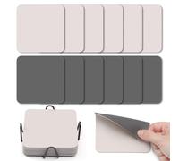Myir JUN Posavasos Juego de 12 Posavasos 10cm Originales Cuadrados para Copas Posavasos de Cuero de Doble Cara Posavasos Impermeables Termoaislantes y con portavasos（Gris Blanco）
