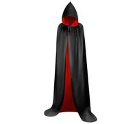 Myir Reversible Capa Negro Rojo con Capucha Adulto Niño Niña, Unisex Disfraces Disfraz de Halloween Hombre Mujer Brujo Bruja Vampira (XL)