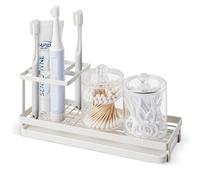 MYITYARD Soporte para Cepillo de Dientes para baño, Soporte de Metal para Cepillo de Dientes eléctrico con Soporte para Pasta de Dientes y Organizador de Almacenamiento de Tazas, Accesorios de baño,