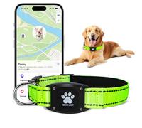 Myiwb Rastreador de collar de perro GPS 2 en 1, collar reflectante impermeable para mascotas, solo iOS, sin tarifas mensuales, rango ilimitado, collar de seguimiento de perros, rastreador de mascotas