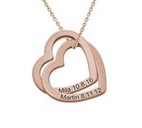 MYKA - Collar Corazones Entrelazados - Joyería para Mamá, Abuela, Novia - collar con nombre, inscripciones, letras - Regalos para mujer, Aniversario, Día del amor (Chapado en oro rosa 18k)