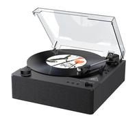 MYKESONIC - Tocadiscos Totalmente automático, Tocadiscos de Vinilo, Cartucho magnético AT-3600L, Entrada y Salida Bluetooth, bocinas estéreo, Entrada Auxiliar, Salida RCA, antiresonancia, Negro