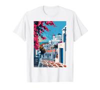 Mykonos Grecia Arte Estética Minimalista Camiseta gráfica económica, Hombre, Blanco, L