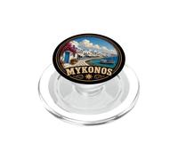 Mykonos Grecia Azul y Océano o Sea Harbor Vacaciones Diseño PopSockets PopGrip para MagSafe