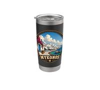 Mykonos Grecia Azul y Océano o Sea Harbor Vacaciones Diseño Vaso térmico de acero inoxidable de doble pared