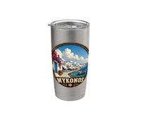 Mykonos Grecia Azul y Océano o Sea Harbor Vacaciones Diseño Vaso térmico de acero inoxidable de doble pared