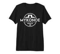 Mykonos Grecia City Travel Iconic Iglesias Diseño Camiseta Premium