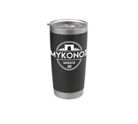 Mykonos Grecia City Travel Iconic Iglesias Diseño Vaso térmico de acero inoxidable de doble pared