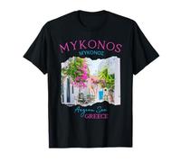 Mykonos Grecia Pink Bougainvillea Flower Historic Town Girls Camiseta
