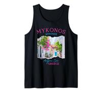 Mykonos Grecia Pink Bougainvillea Flower Historic Town Girls Camiseta sin Mangas