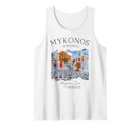 Mykonos Grecia Souvenir Old Town Iglesia Festival Griego Camiseta sin Mangas