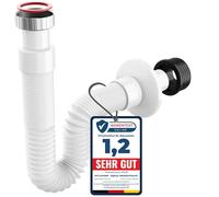 MYLAVABO Sifón manguera de desagüe de 1 1/4 pulgadas para lavabo, flexible extensible hasta 85 cm, sifón tubular de plástico, conector de 5/4", desagüe para lavabo