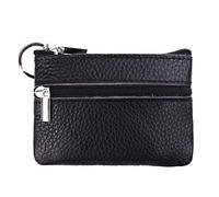 MYLB Mini Monedero Cartera Monedero de Cuero Bolsos para Mujeres Hombres Niños Bolsa con Cremallera con Llavero Negro 3 m