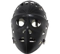 MyLec Pro - Máscara de portero, ligera y duradera, de plástico de alto impacto, casco de hockey con agujeros de ventilación y correas elásticas ajustables, ajuste seguro, regalos modernos de hockey (negro, mediano)