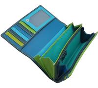 myledershop Gran billetera de cuero de vaca Nappa para mujer/monedero/cartera/bolsa de dinero con protección RFID y NFC Multicolor, verde oscuro, Talla única para todos, Moderno